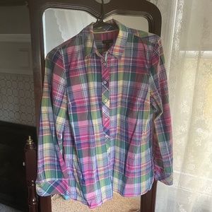 Talbots madras plaid button up
